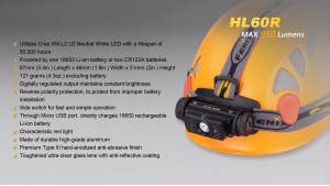 Fenix HL60R - Lanternă Frontală Reîncărcabilă - 950 Lumeni - 116 Metri - Negru